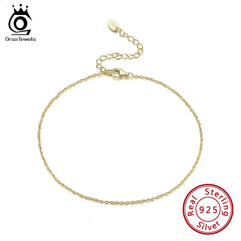 ORSA JEWELS Handmade Twisted Singapore Chain Anklet S925 Sterling Silver Twist Chain Foot Beach on Leg Daily Accessories SA06 250818