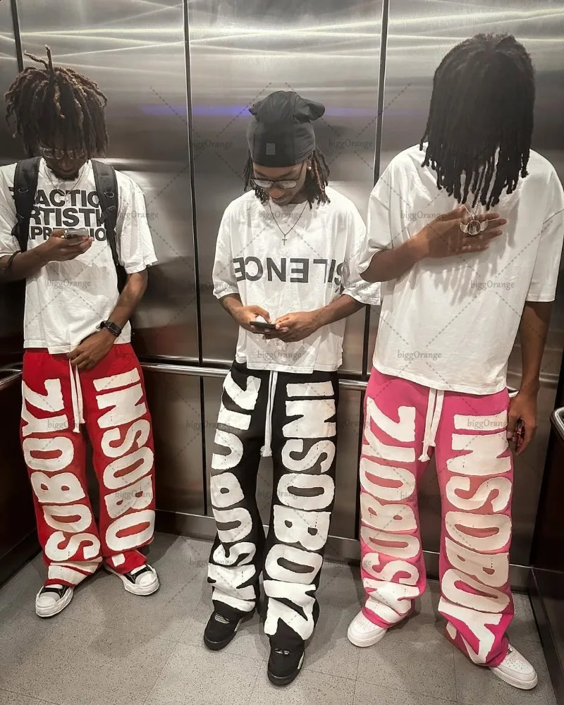Hiphop Trendy Streetwear pantalon American Retro Baggy Wideleg Pantalon décontracté Men Harajuku Papt de survêtement coloré 250823