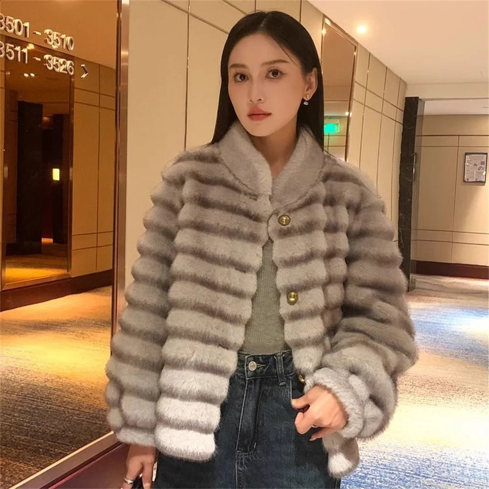 Faux Mink Fur Winter Coats for Women Solid Lapel Faux Fur Women Jacket Plush Womens Streetwear Coats Especially Women Winte 250818
