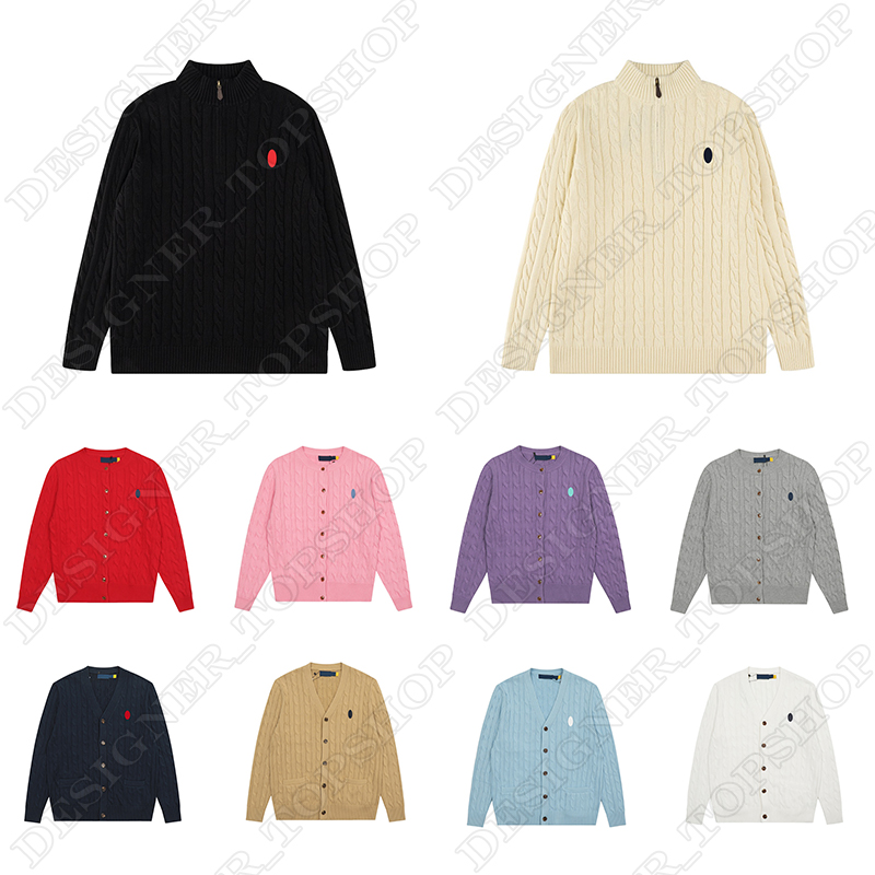 Raph Layren Designer Femmes Chandails Automne Laine Casual Petit Horser Zip Polo Chandail Cardigan Veste Hiver À Manches Longues Pull Femmes Swea
