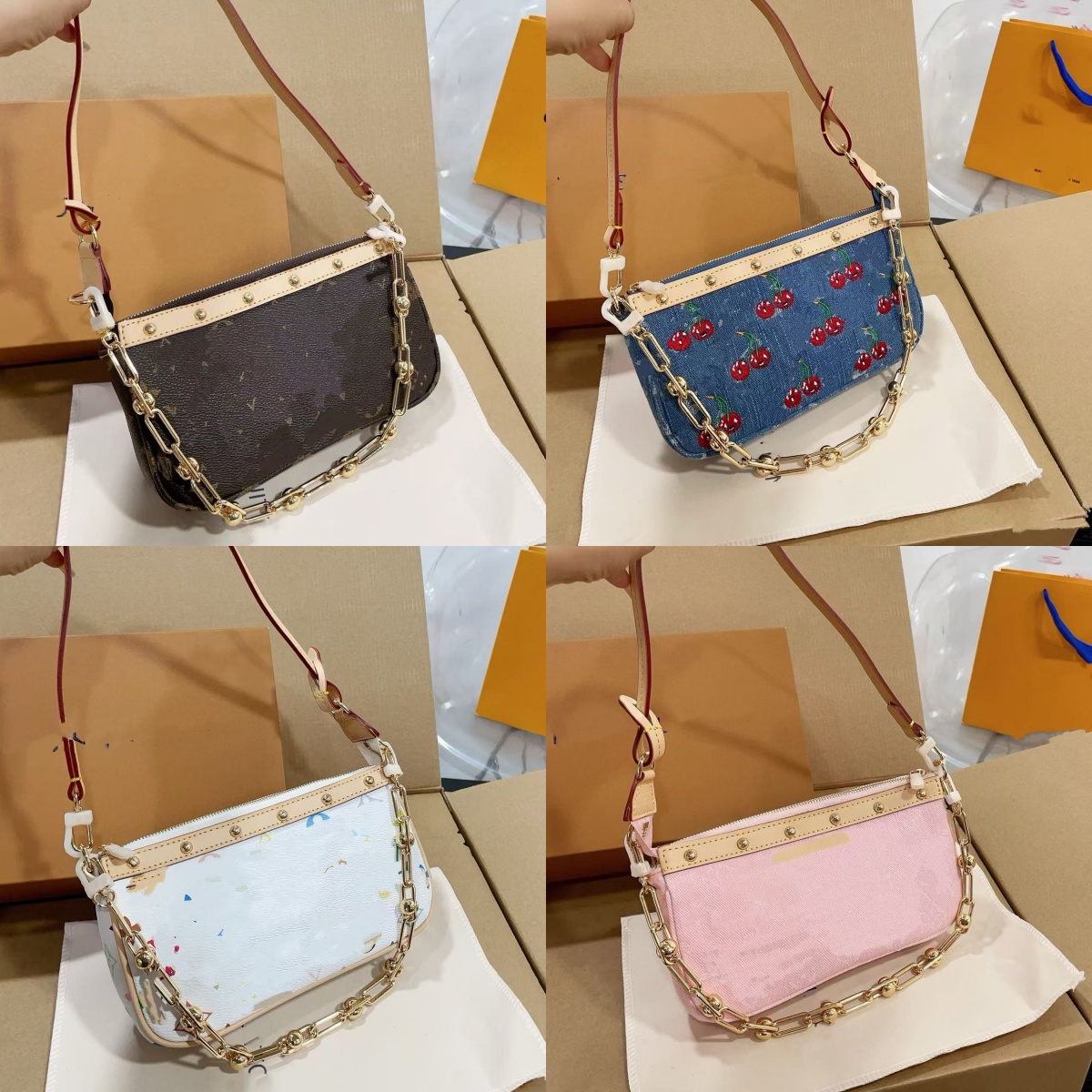Luxury bag designer bags evening bag cowboy cherry Mahjong bag underarm bag party lady womens Shoulder bag purse Designer Purses Women Handbag walle