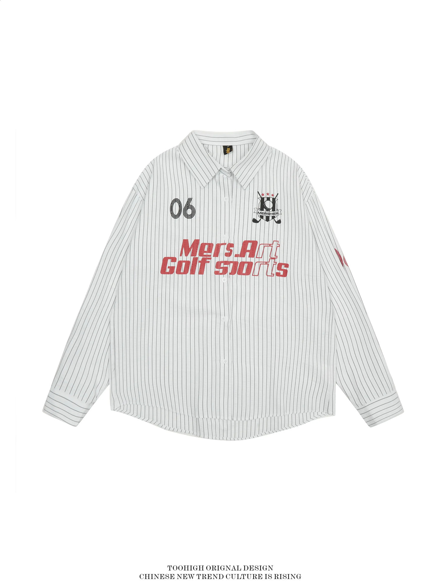American retro letter printing striped long-sleeved shirt mens and womens niche texture loose top trendy 250823