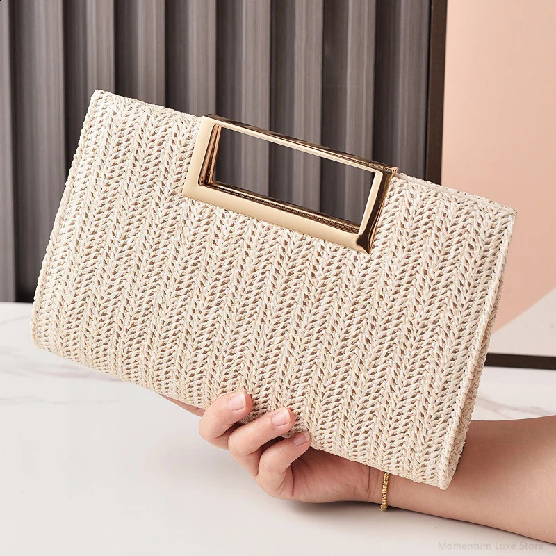 Sac de soirée de paille de style européen Sac à boucle carrée Sac à dîner simple pour femmes sacs à bandoulière 250818