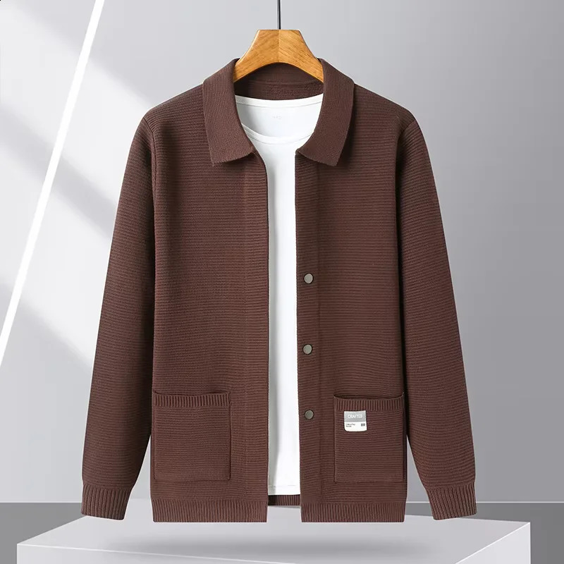 High end casual solid color knitted coat mens lapel cardigan autumn winter fashionable n comfortable sweater 250813