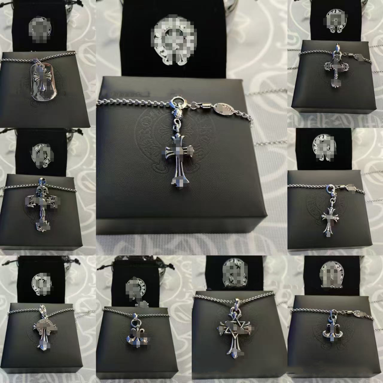 Chromes Pendant Necklace Thai Silver Plated Boat Cross Chain Sanskrit Jewelry Letter Cross Flower Diamond Women Chromes Bracelet Men Designer Chrome