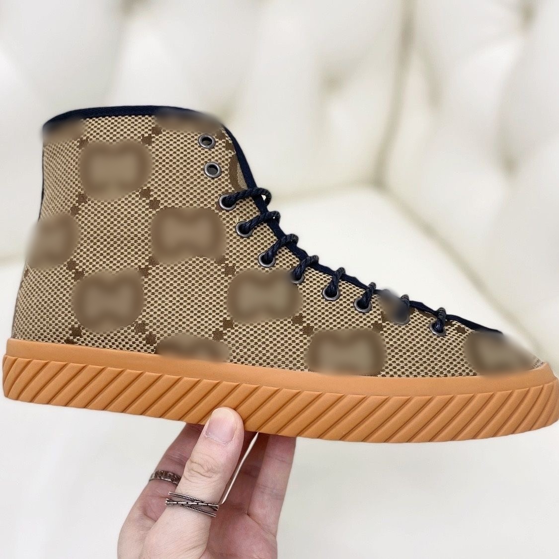 Femmes masculines Maxi Sneaker Camel Ébène en toile Trainers Chaussures Designer Low Top Lace Up Sneakers Runner Mesh Casual Shoe 8.23 01