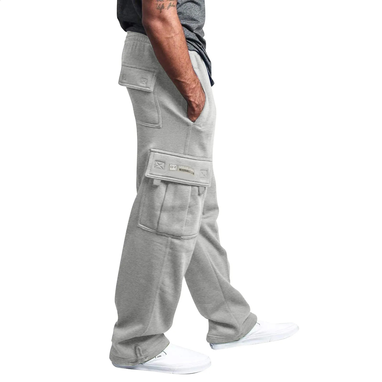 Pantalon de cargaison pour hommes desserre les pantalons de poche de couleur de taille solide pantalon de sport confortable pantalon large de jam