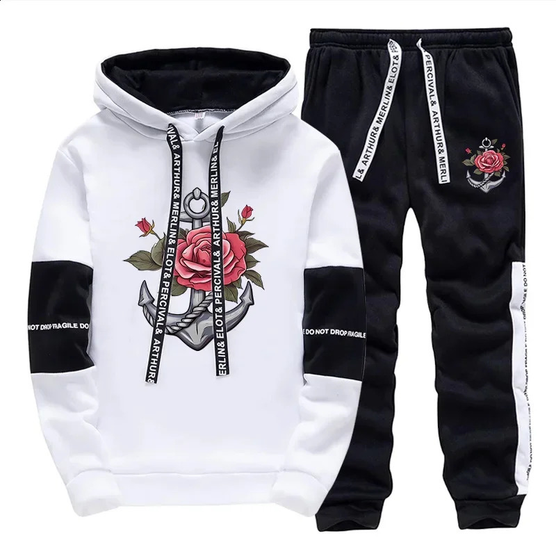 Quality Mens Tracksuit Retro Printing Single Piece Sweatshirts Sweatpants Office Home Hoodie Pants Sports Casual Clothing 250822