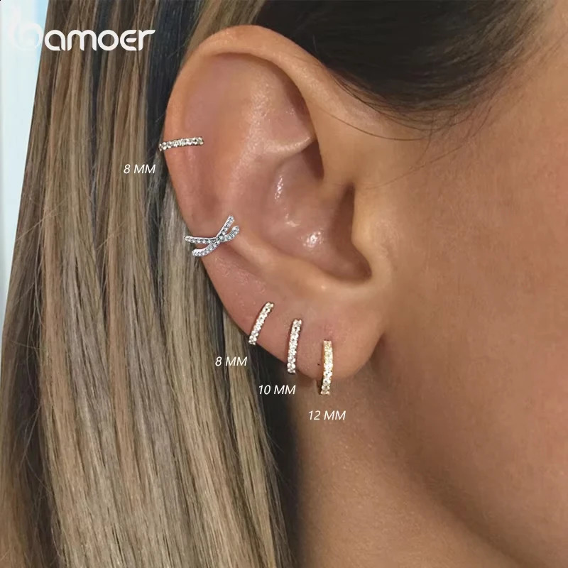 925 Sterling Silver Classic Earrings For Women Small Hoop Earrings Ear Bone aros aretes Huggie Studs SCE498 250818