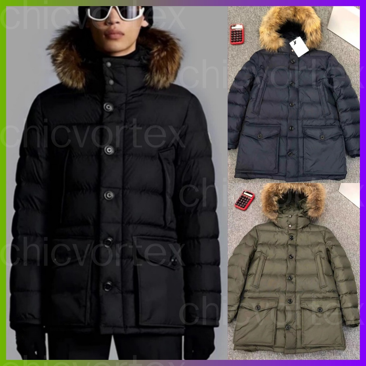 men's mid to long hooded down jacket with fur collar designer fashion winter men puffer coatSwinterjacke warm coat Parka Overcoats jacket M Out