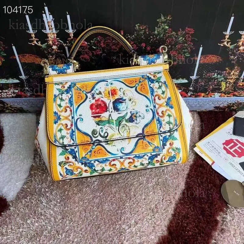 Designer Bag Genuine Leather handbag Printed High-end Womens Sicily Single Crossbody Carrying Fashionable Shoulder Bag New portable large capacity t