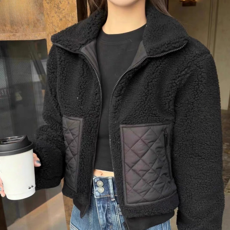 Designer Veste d'extérieur de la veste de yoga sport agneau en peluche en peluche collier de support chaud pull à manches longues décontractées.