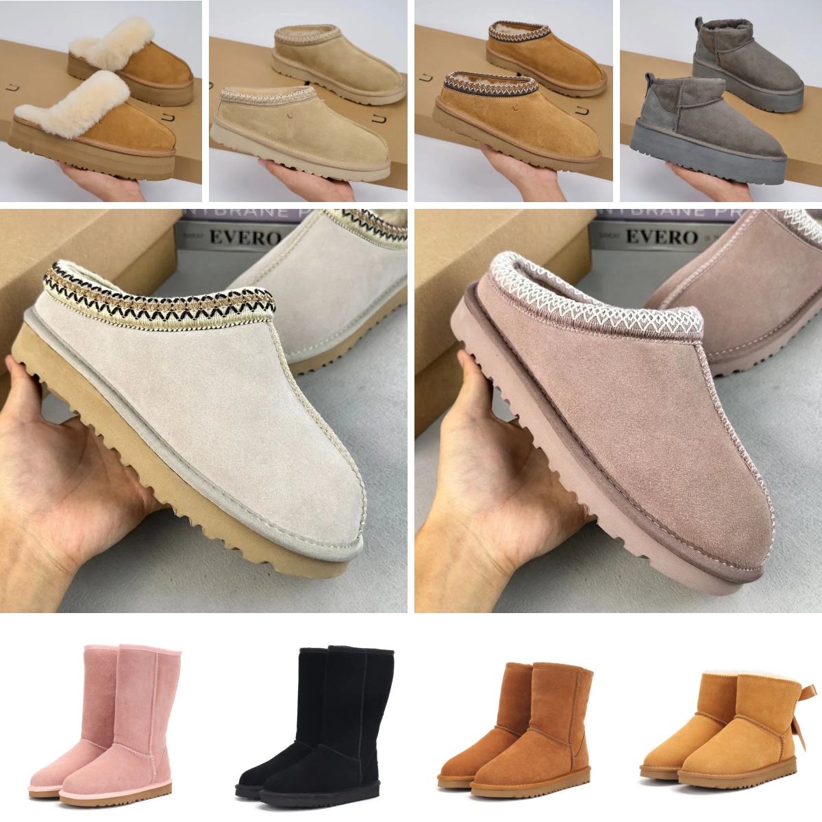 Designer Tazz Slippers Tasman Slip-on Fur Slides Men Women Luxury Snow Boots Ultra Mini Platform Boot Winter Warm Thick Shoes Suede Woolen Womens Be