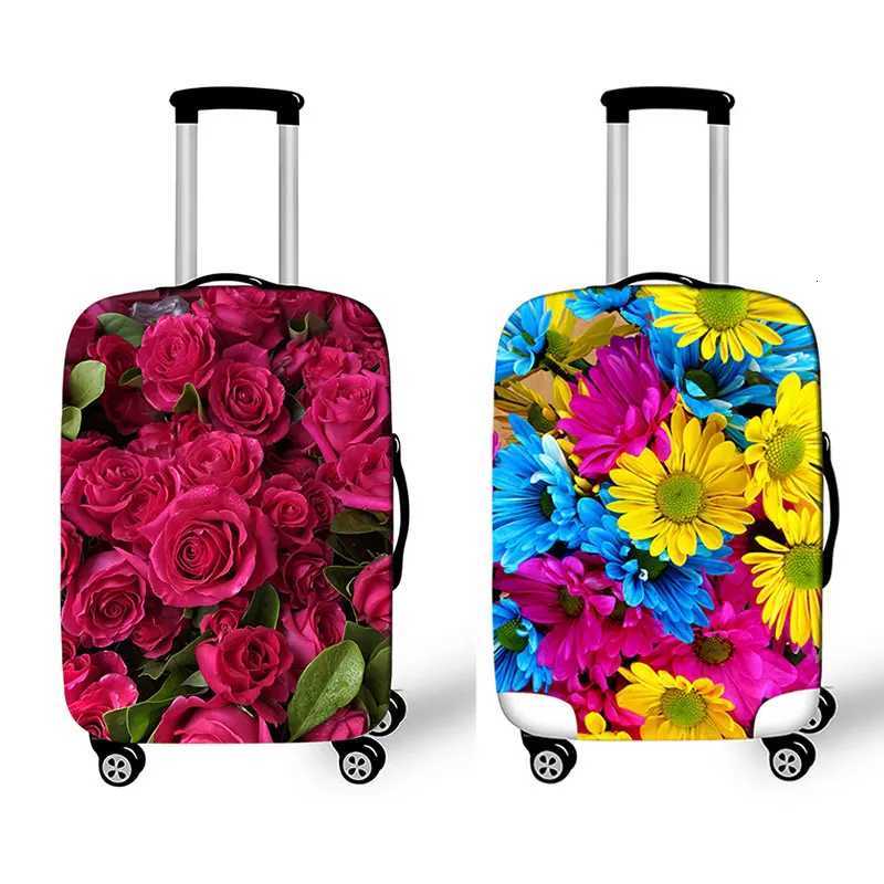 Couverture de bagages à motifs de fleurs 3D 3D La valise de transport antidérapant à la mode à la mode à la tendance de la protection des bagages