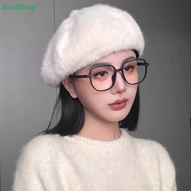 Korean Style Vintage Plush Beret Hat For Women Fashion Artist Painter Hats Warm Pumpkin Beanie For Winter XJ250823
