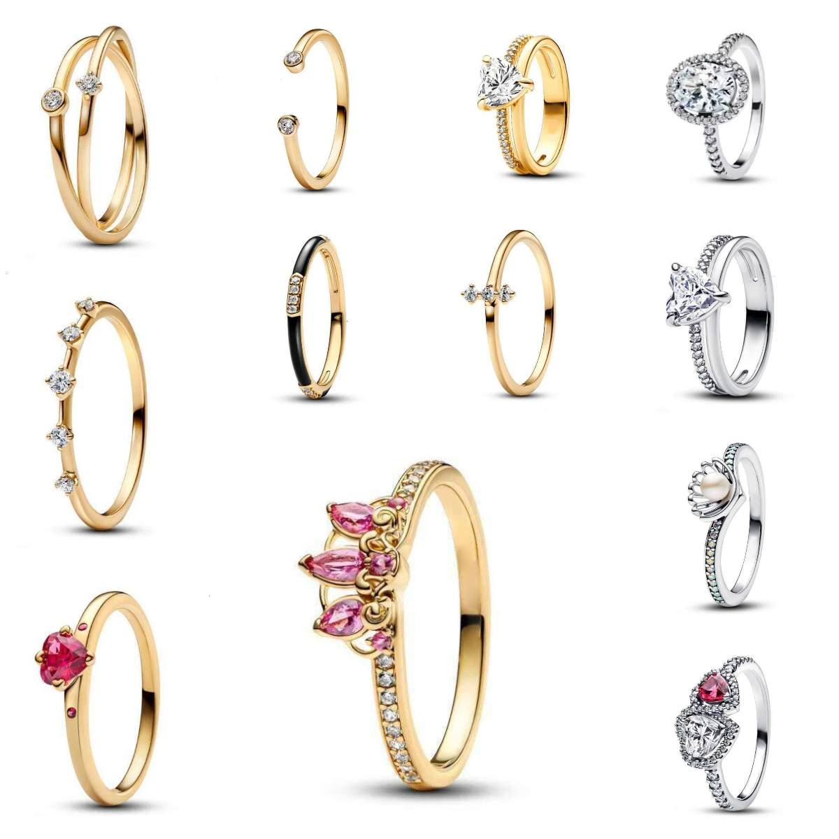 Hot Sale rings 925 sterling silver jewelry gold earrings Valentines Day gift Red Bow round ring with colorful crystal stone rings for women mens ste