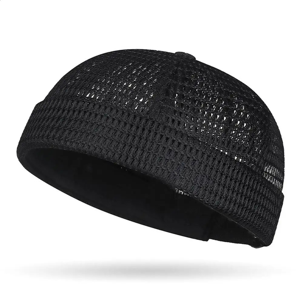 Mesh Breathable Brimless Melon Skin Hat Summer Ultra-Light Adjustable Docker Beanies Hat Outdoor Hip Hop Sailor Landlord Cap 250814