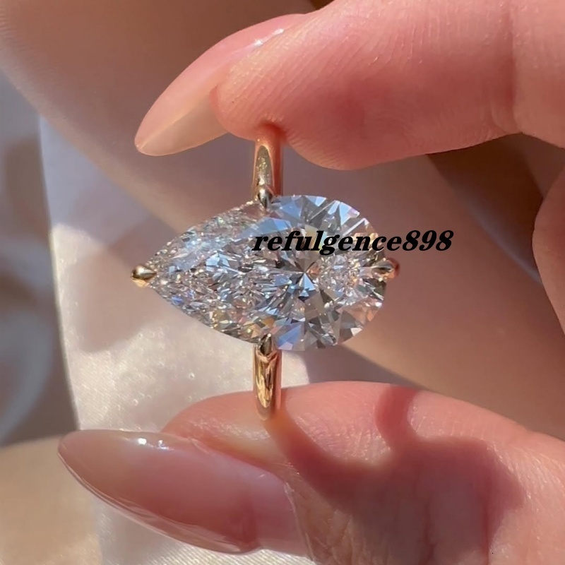 GIA IGI Certified 1ct to 5ct Pear Lab Grown Diamond Ring CVD HPHT for Men Women Engagement Wedding Customized 14k 18k Solid Gold