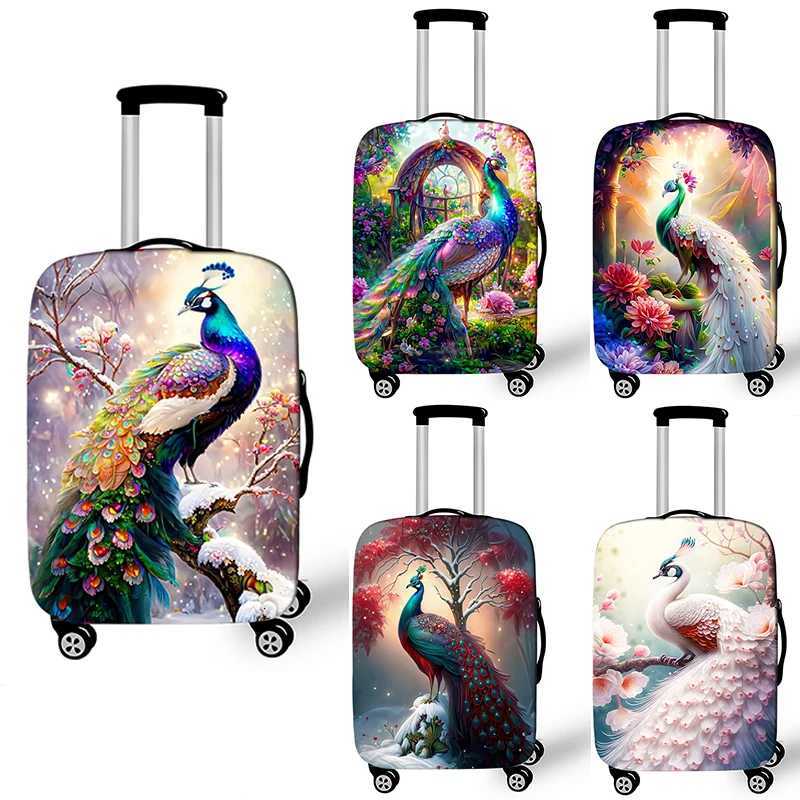 Fantasy Peacock Flowers Bouggage Couverture de voyage ACCESSOIRES DE LA MODE ANTI-DUST COVERS DE PROTECTEUR COUVERCONS ÉLASTIQUE COUVERNEMENT COV