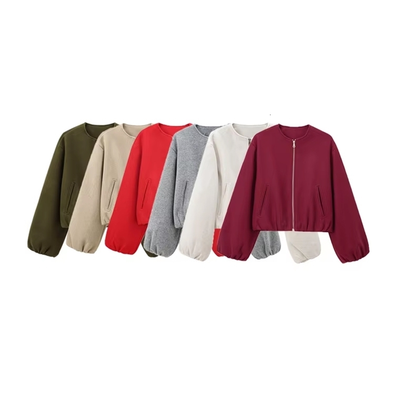 Veste de bombardier souple oversité pour les femmes à manches longues à manches longues à la glissière Feme Femewear Chic Tops Fashion250822
