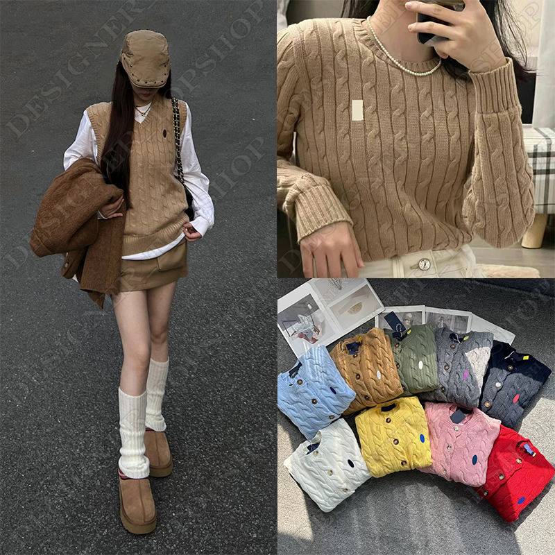 Designer women Laurenity Sweaters Autumn Wool Casual Small Horser Pull Zip Polo Chandail Cardigan Jacket Winter Long Sleeve Pullover women hoodie 8l
