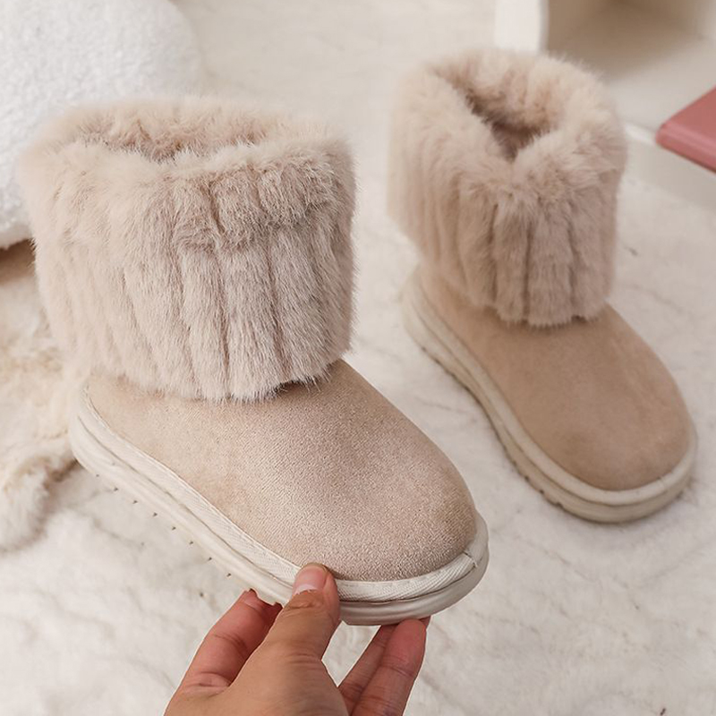 Shoes for Kids Winter Girl's Round Toe Toddler Plush Warm Winter Proof Casual Walkfashion Girls Snow Boots Size 25 - 36 W0218