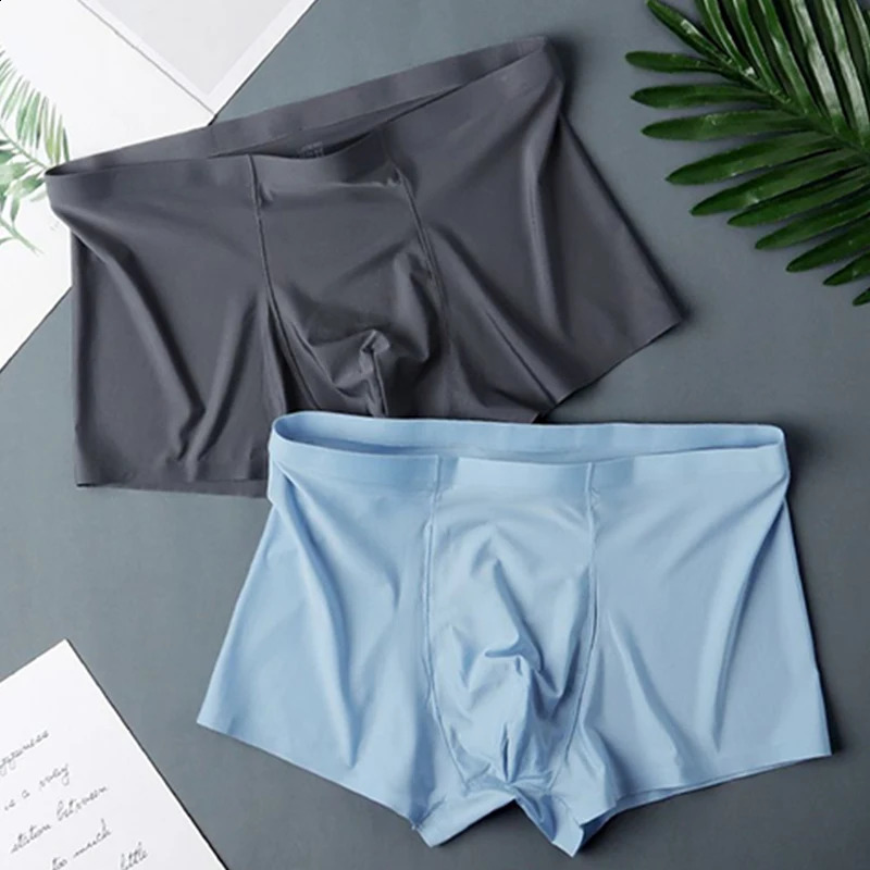 ALLTOOALL Mens Ice Silk Sexy Seamless Boxer Shorts Underwear Fashion Underpants Male Comfortable Ultrathin Breathable Panties 250823