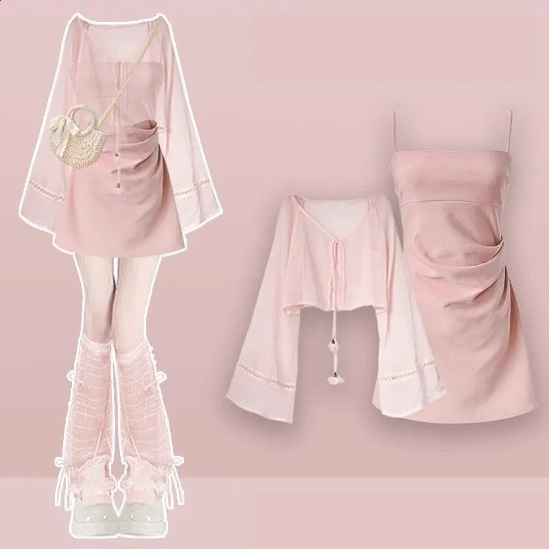 Été pour femmes en robe de mode ensemble ensemble coréen élégant shirtsexy jupe en deux pièces