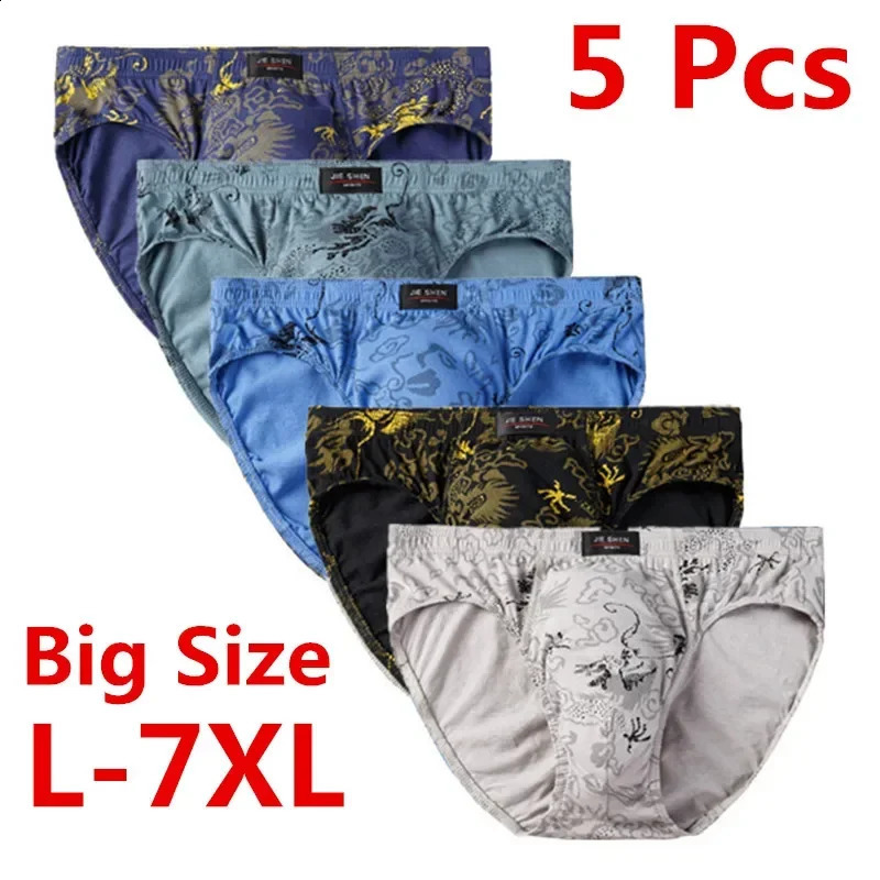 5 PcsLot Cotton Underpants For Men Briefs Male Underwear Knickers Panties Pant Shorts Sexy Undies L XL 2XL 3XL 4XL 5XL 6XL 7XL 250823