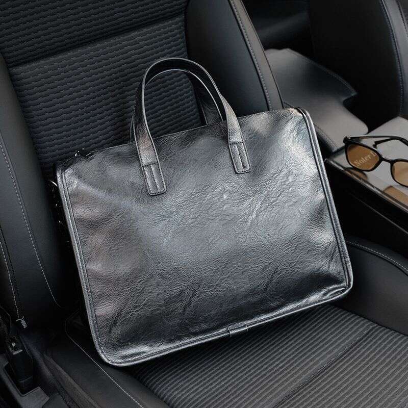 New handbag men's briefcase casual business shoulder crossbody trendy brand horizontal leather office bag