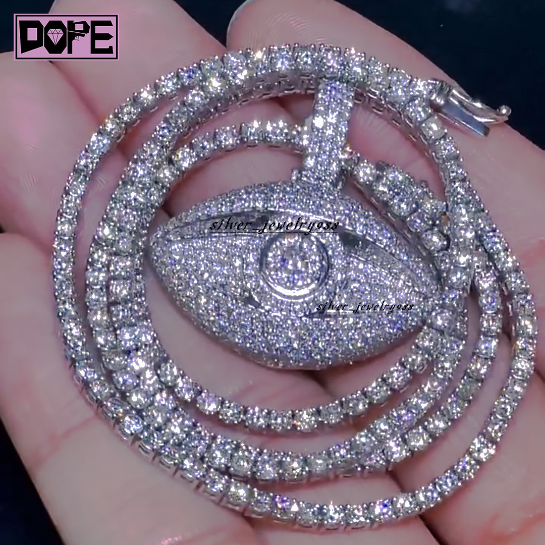 Hiphop Custom Moissanite Pendant Eye 925 Sterling Silver Claw Setting Moissanite Pendant Men