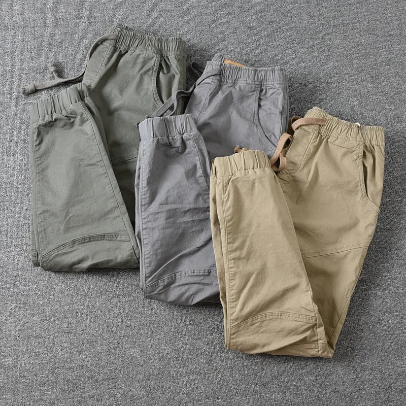 Japanese Vintage Casual Cargo Pants Mens Black Loosefit Straightleg Sports 94 Drawstring Ankle Men Summer 250815
