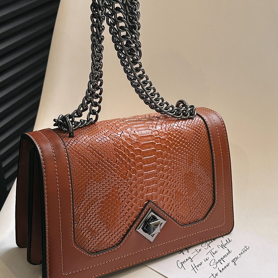 Cross-border Bag Red Women's Bag 2025 New Simple Fashion Snake Luxury Bagdesigner Free Shipping Skin Pattern Single Crossbody Vintage Dionysian