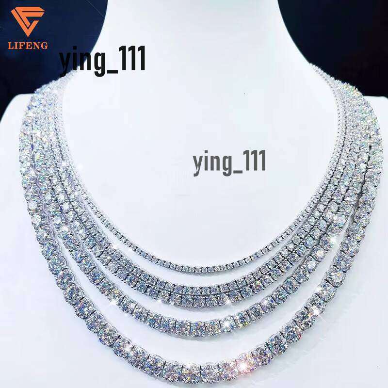 VVS Moissanite Bracelet Necklace 3Mm 4Mm 5Mm 6Mm Sterling Sier Iced Tennis Chain Jewelry Charm