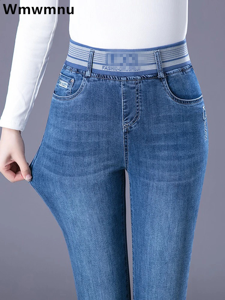 Pantalon denim maigre haute taille jeans crayon maman Femme Street-street décontracté grande taille 36 rétro extensible Vaqueros coréen Jeansy Pa