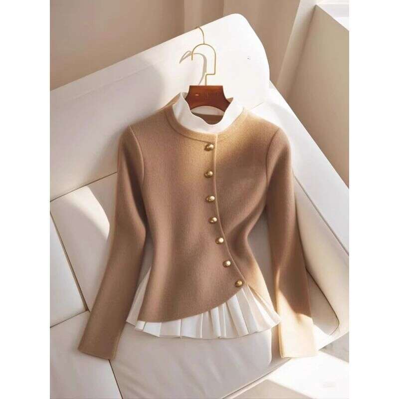 Women's Clothing lazy style two piece camel colored for women autumn and winter new design fashion age reducing sweater top