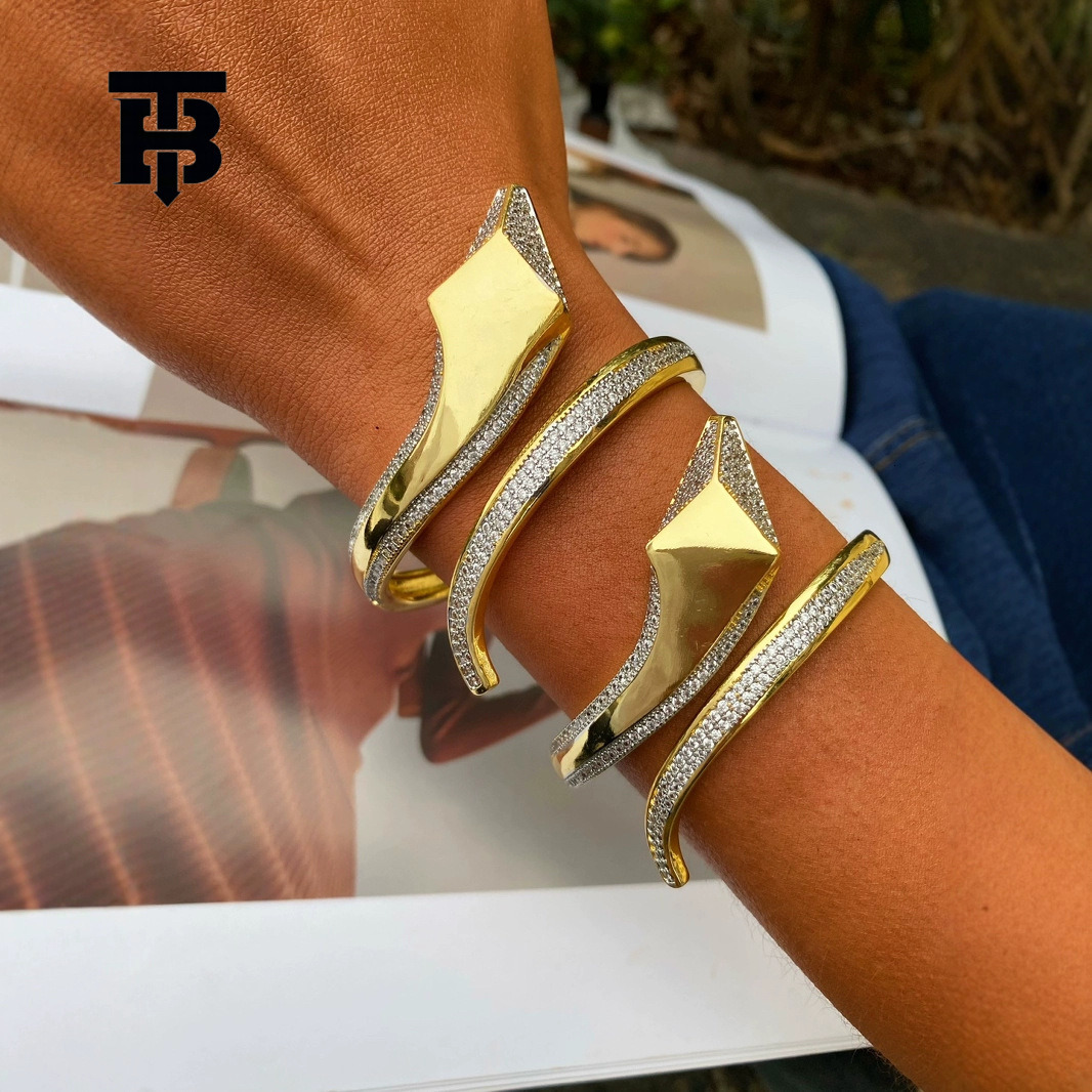 TB BHULAMTE Fashion Serpentine Ring Designer Bracelet Double Color Electroplated 18K Gold Women's Luxury Accessories Micro Inlaid Zircon Jewelr