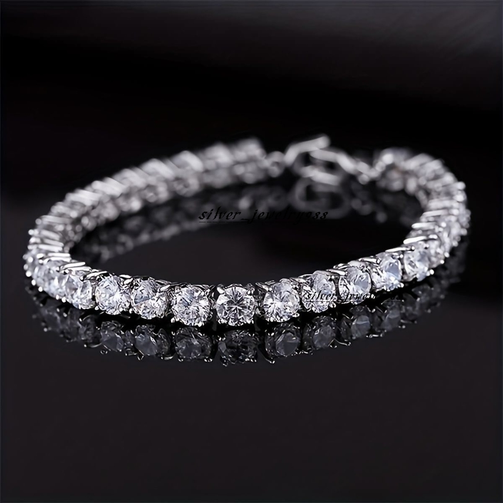 Hip Hop Moissanite Tennis Chain Bracelet Iced Out Gold Plated D VVS Moissanite S925 Tennis Bracelet