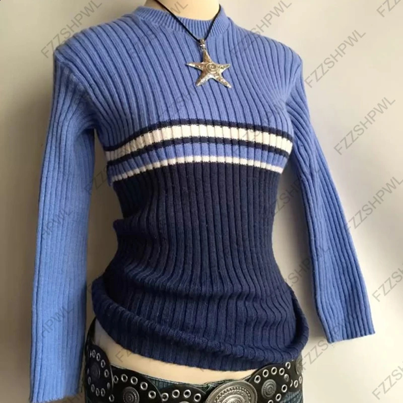 Y2K Womens Knit Tops Off Shoulder Slim Sweater Graphic Print Long Sleeve Knitwear Fall Y2K Aesthetic Streetwear Solid Tops 250823