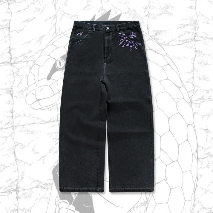 Y2K Baggy Jeans Men Anime Patterns Goth Hip Hop Pants Retro Harajuku Fashion Streetwear Wide Leg Aesthetic Casual Trousers 250823