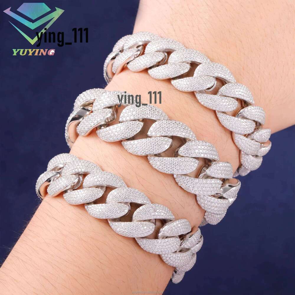 Ready To Ship Wholesale 18Mm 20Mm VVS Moissanite Link Sier Men Hip Hop Iced Out Dia Cuban Bracelet