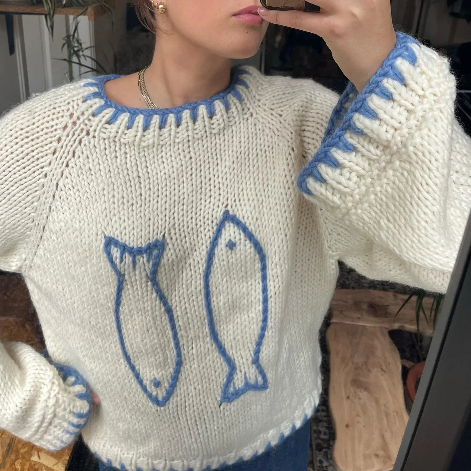Fashion Femmes Pulllateur en tricot à manches longues Crew Nou Coup Coumlover Pullover Pull chaud pour les tricots esthétiques hivernaux d'hiver
