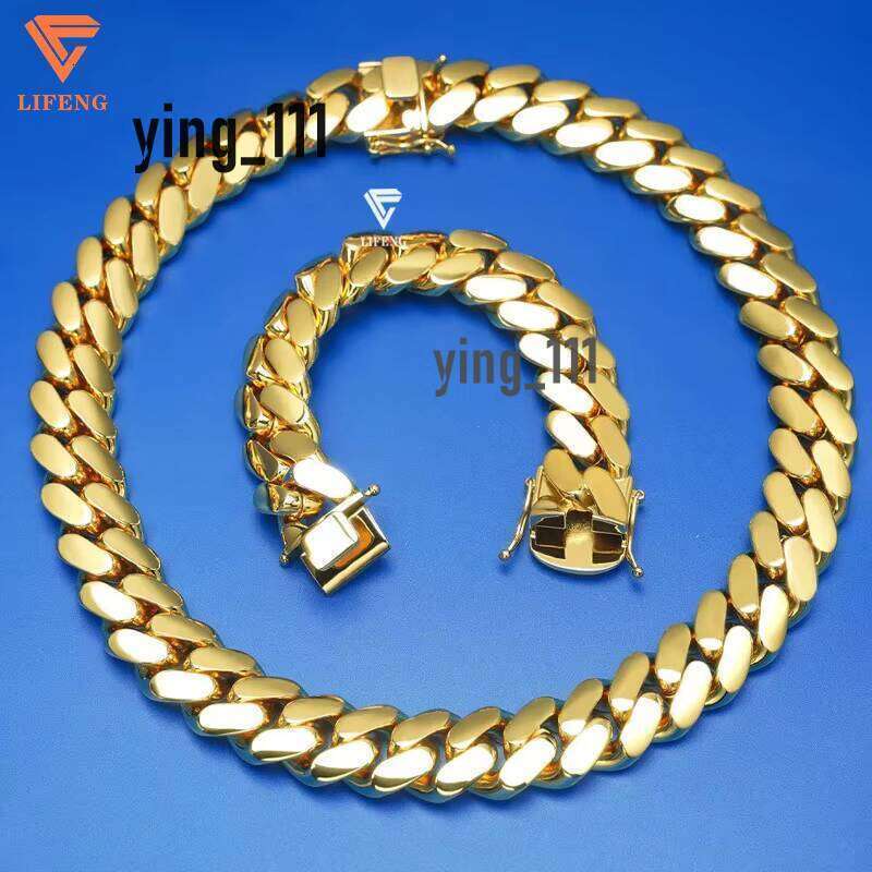 Hiphop Jewelry Chunky Cuban Chain 14/15/20Mm Gold And Sier Plated Miami Mens Necklace