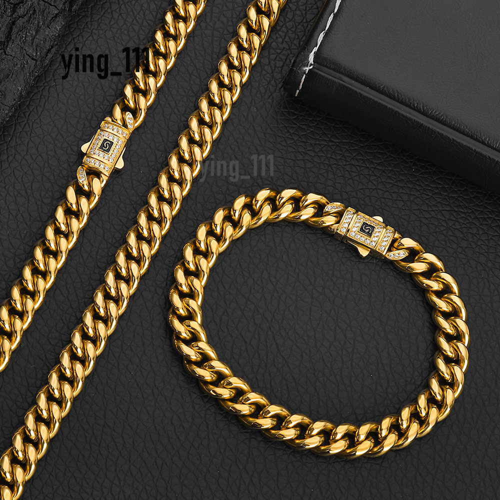 VEROMCA MONACO Chain 8-14mm Stainless Steel Diamond Clasp Round Grinding 18K Gold Plated Iced Out Moissaniate Mens Bracelet