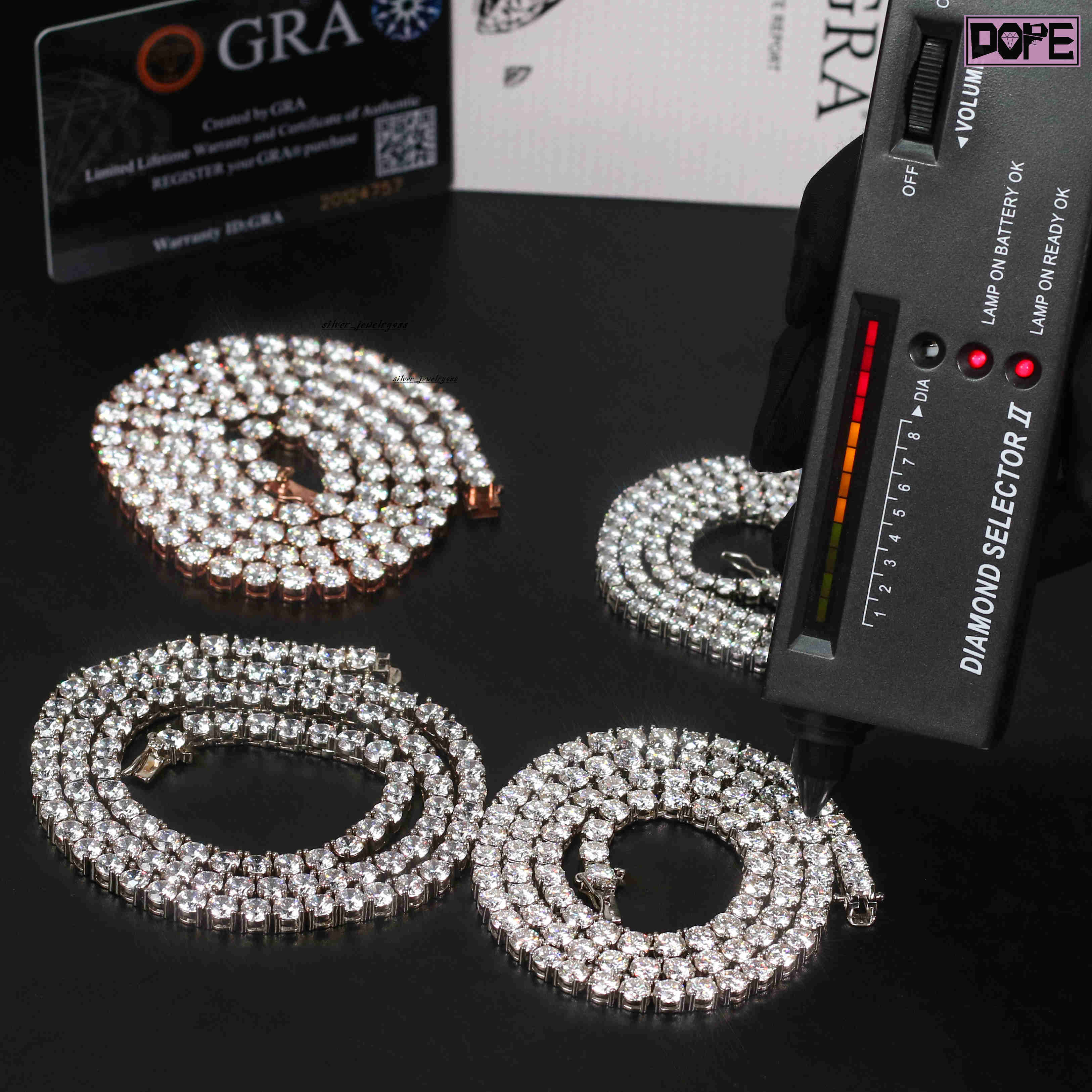 Wholesale Tennis Necklace 3mm 4mm 5mm 925 Gold Plated VVS Iced Out Hip Hop Moissanite Tennis Chain
