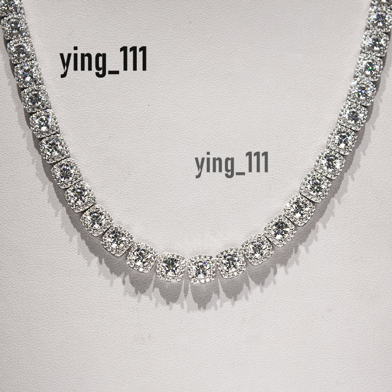 Fine Diamond Tennis Necklace 925 Pure Silver 8mm VVS Moissanite Jewelry Tennis Necklace for Men and Women