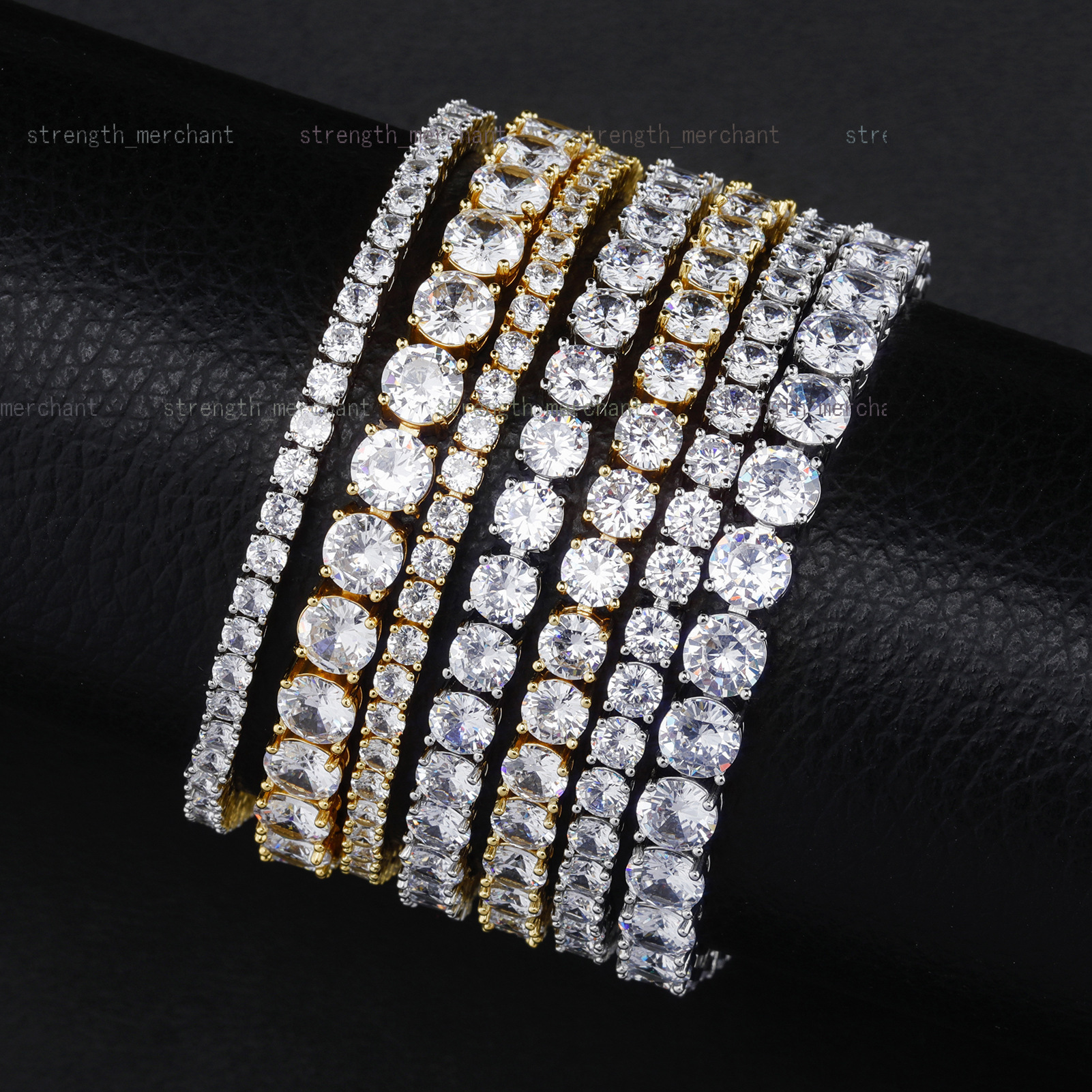 3mm Round Moissanite Tennis Chain S925 Sterling Silver Iced Out Moissanite Bling Bracelet Hip Hop Jewelry Tennis Bracelet