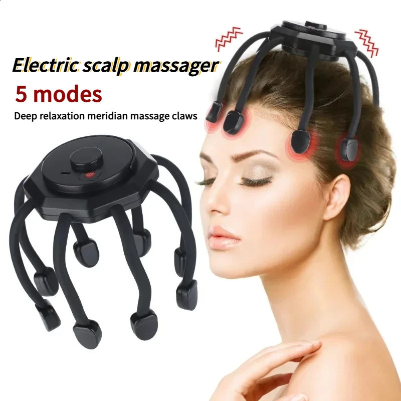 Multi functional electric scalp massager wireless portable octopus massager 5 modes of deep relaxation meridian massage claws 250818