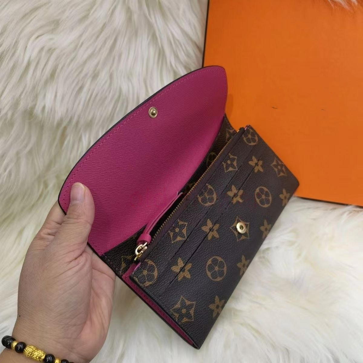 High quality woman long wallet women purse original box black white slender coin wallets sarah flower fashion women purse designer wallet Crossbody