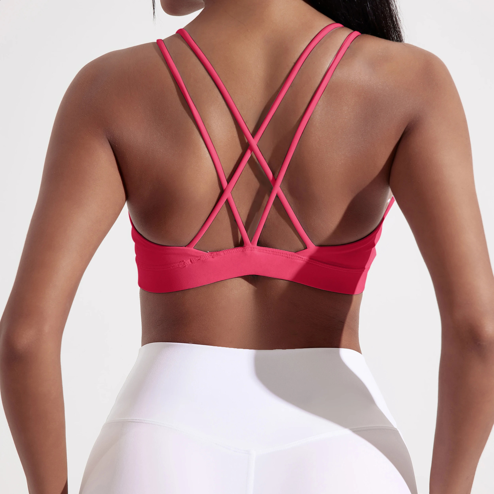 Solid Color Cross Fitness Bra Soft High Strength Women Tight Sport Top Comprehensive Training Gym Yoga Underwear With Chest Pad 250823